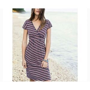 Boden pink flamingo print jersey cap sleeve casual day dress